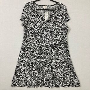 New Ivy Lane Black White Crew Neck Soft Stretch Casual Mini Dress XL